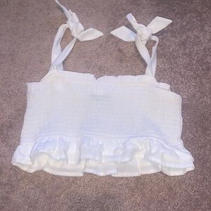 Tie strap white crop top